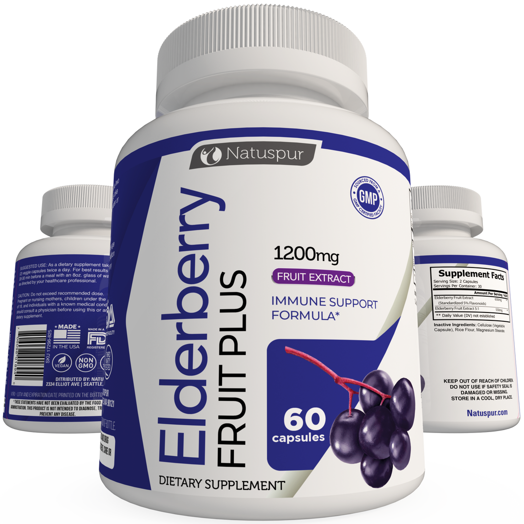 Elderberry Capsules 1200mg - For Powerful Immune System Support